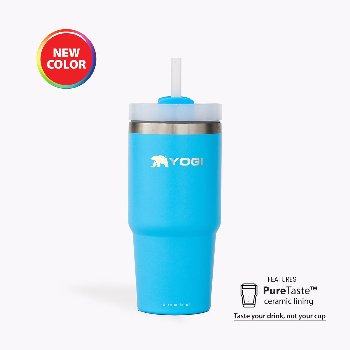 Ceramic Lined - Aqua Voyager Tumbler  20 oz Taos Blue